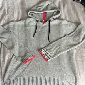 Dear Cashmere 100% Cotton Knit Hoodie Sweater size L